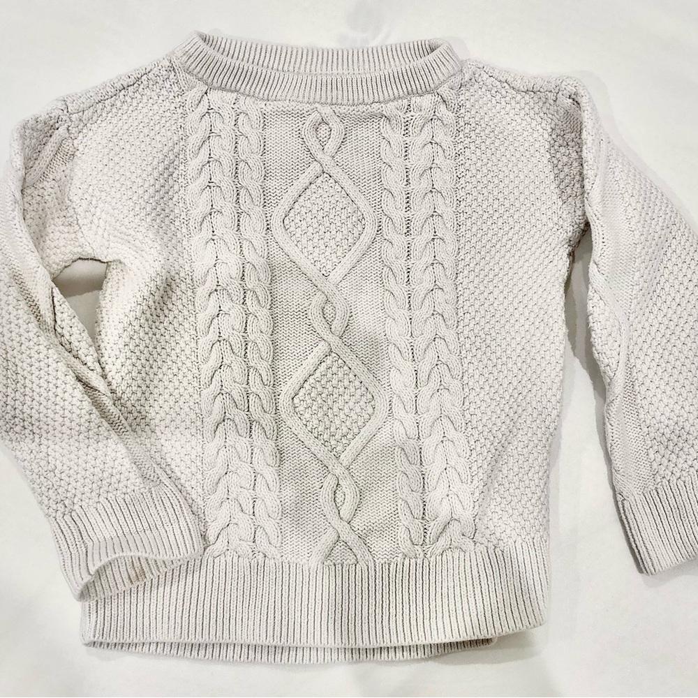 Gap Long Sleeve Cream White Sweater Girls Woven Top shirt size 2-3T Sweatershirt